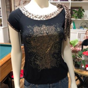 Stunning Black, brown, and Gold tone Top